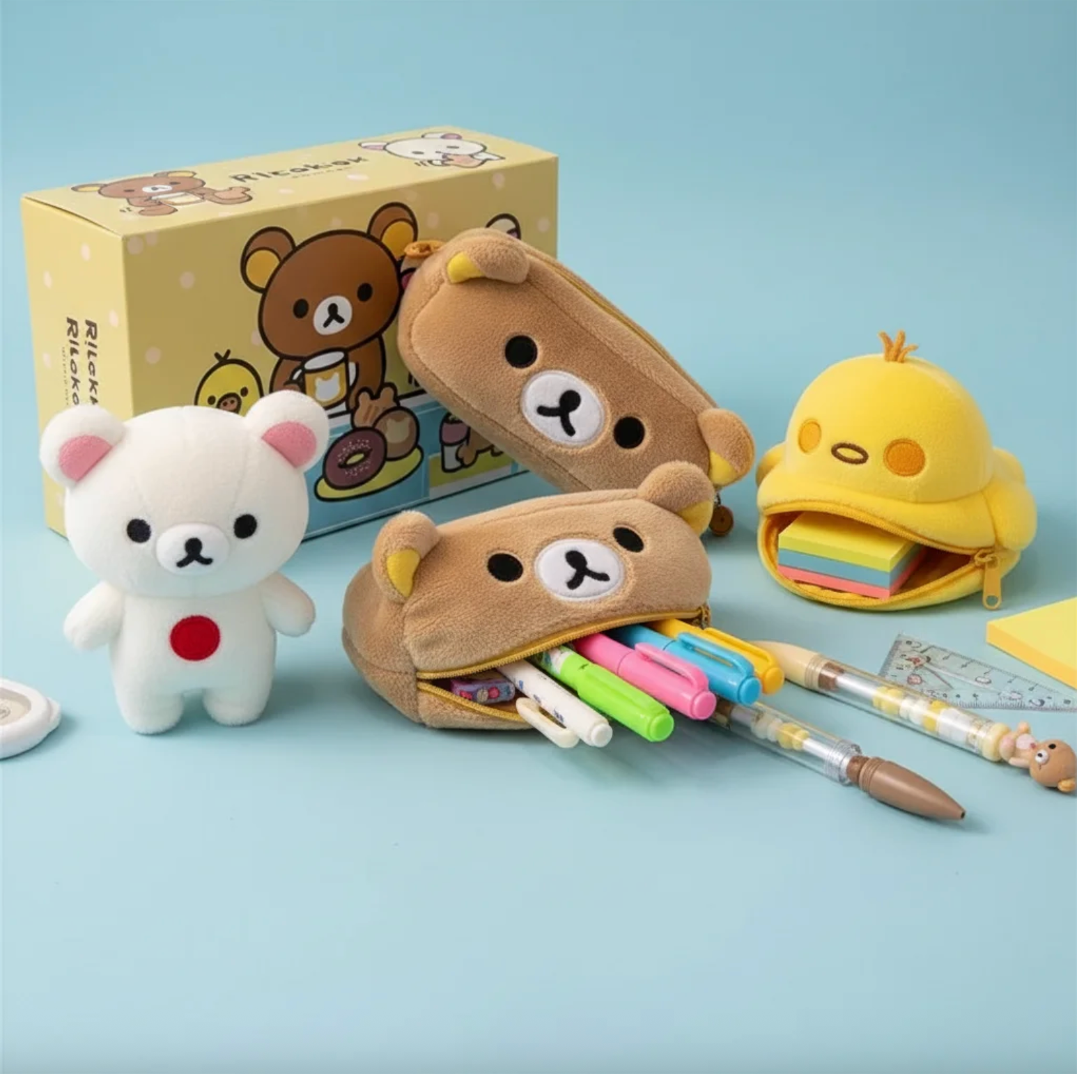 Fuwu Cozy Bear Pencil Pouch – Soft Plush Zip-Up Case