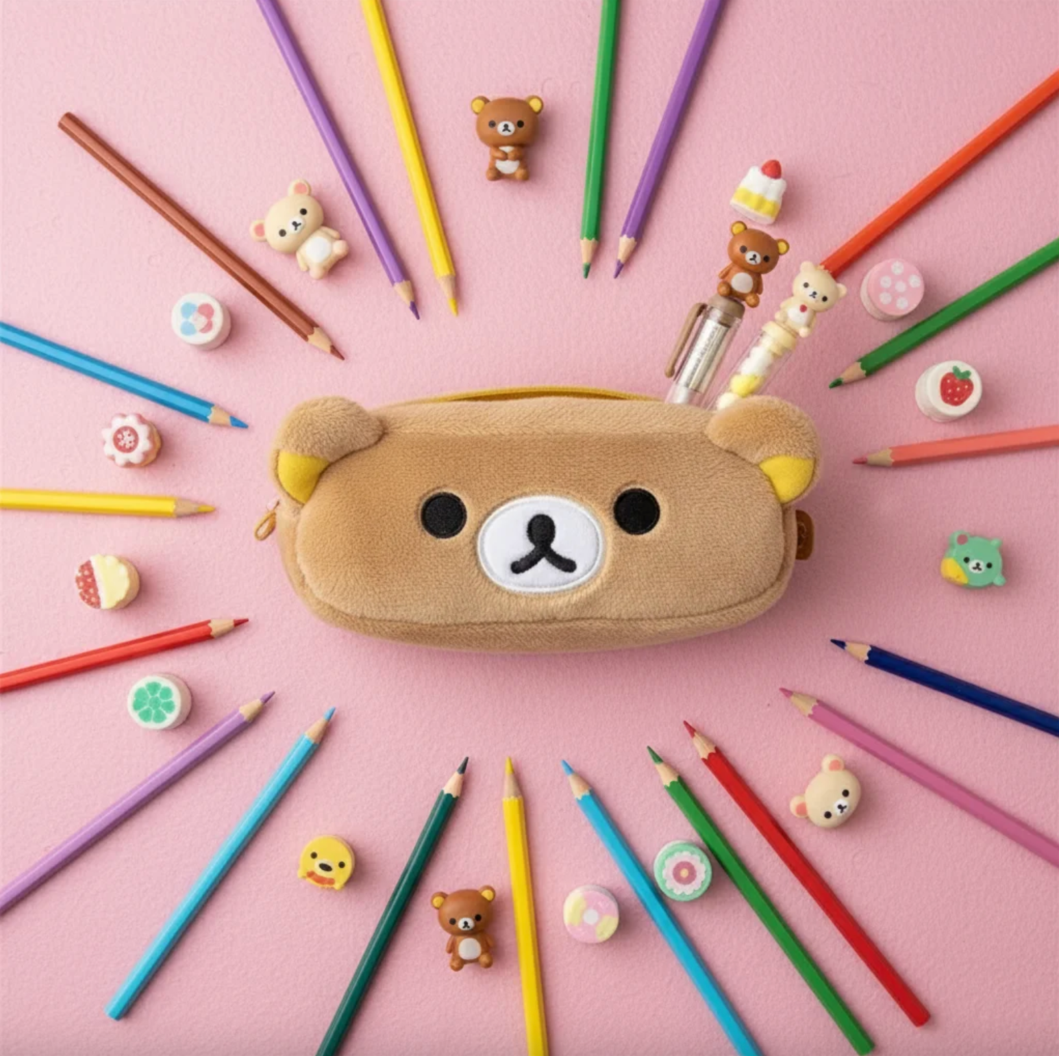Fuwu Cozy Bear Pencil Pouch – Soft Plush Zip-Up Case