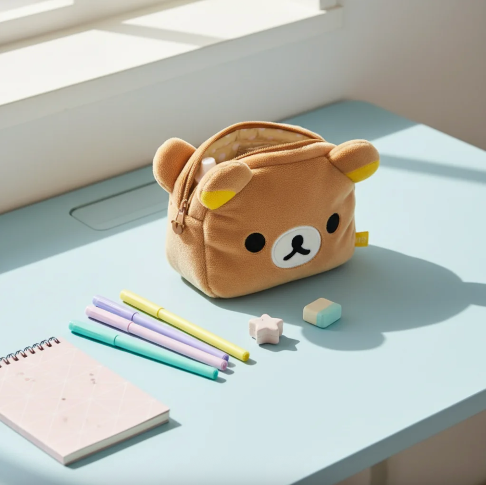 Fuwu Bear Face Pencil Pouch – Adorable Plush Organizer