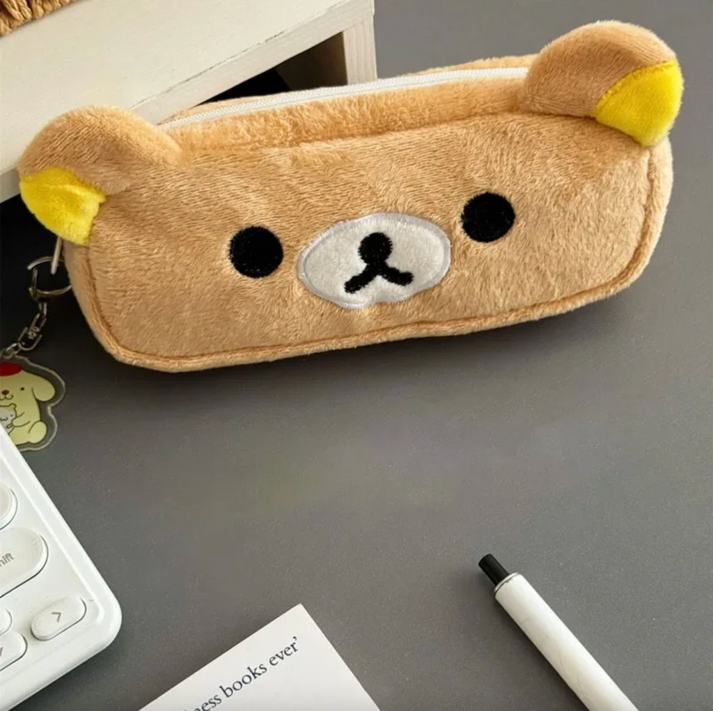 Fuwu Cozy Bear Pencil Pouch – Soft Plush Zip-Up Case