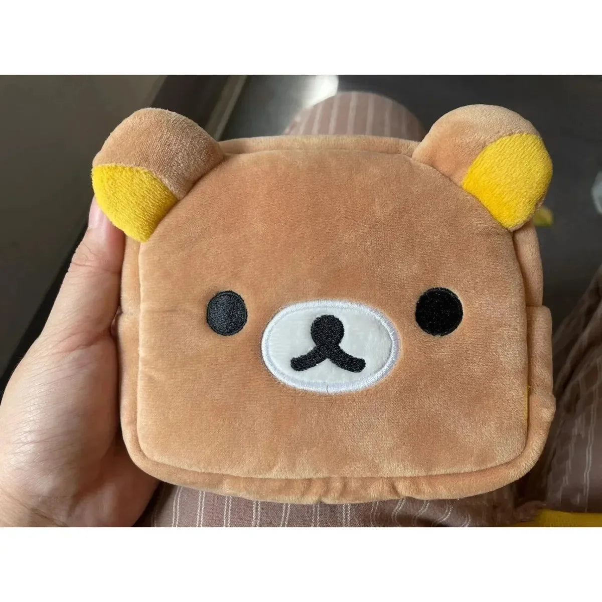 Fuwu Cute Bear Face Pencil Pouch - Soft Zip-Up Case